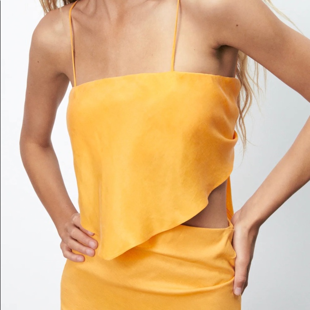 Orange tie crop top